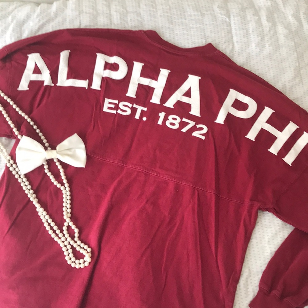 Maroon Alpha Phi spirit jersey